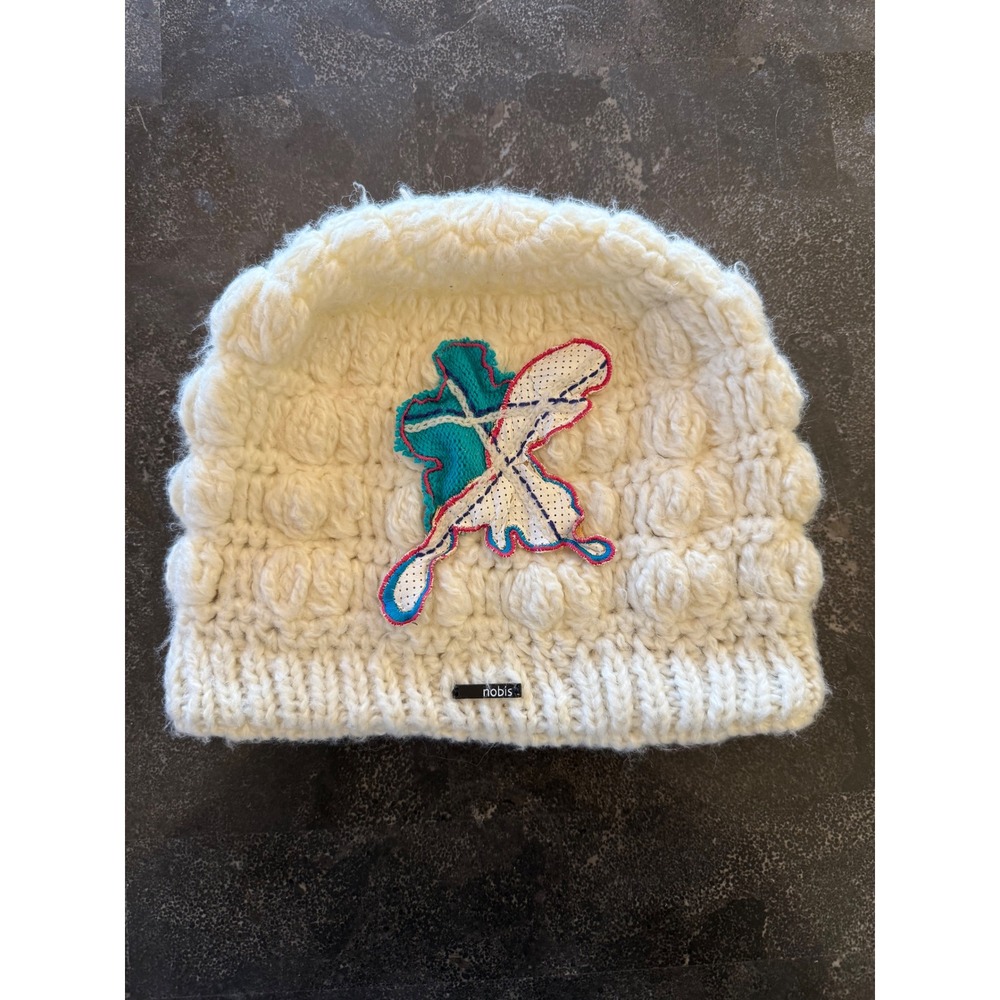 Nobis Cream Chunky Wool Blend Knit Beanie Lined Ski‎ Hat Snow Board WinterWinter